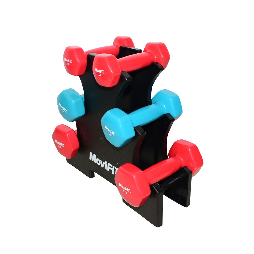 Soporte Plástico 3 Niveles Mancuernas Vinilo MoviFit HY6085 - Imagen 2