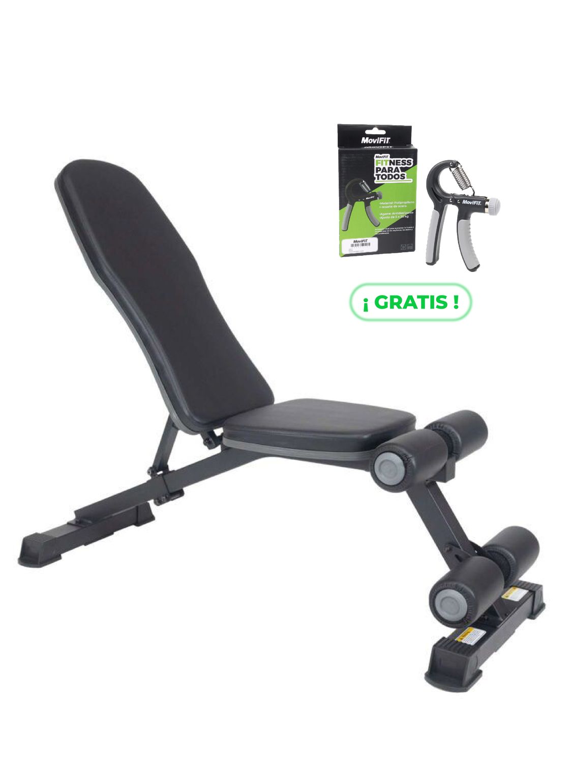 Banco Movifit MS-108 Multiposición Multi-Ejercicios + Grip Tensor de Mano 5-20 KG