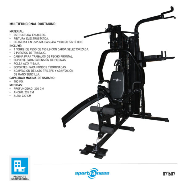 Gimnasio Multifuncional Sportfitness 150 LB con Soporte de Dominadas y Fondos