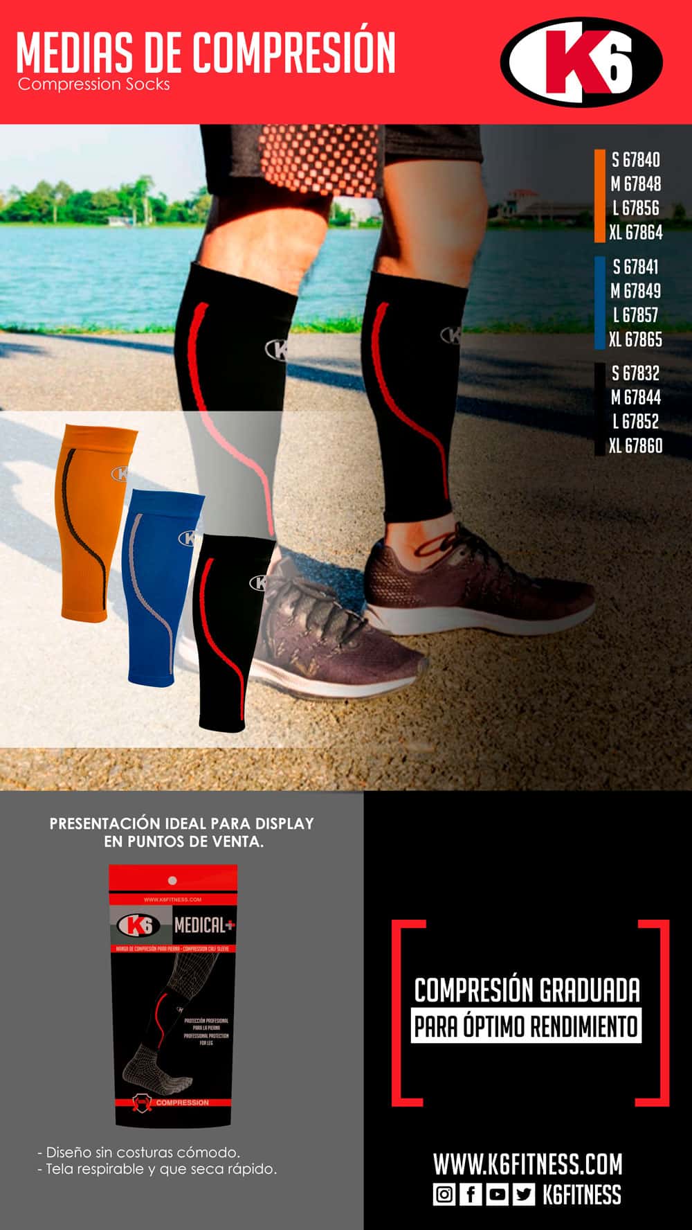 Medias de Compresión K6 Naranja - Imagen 7