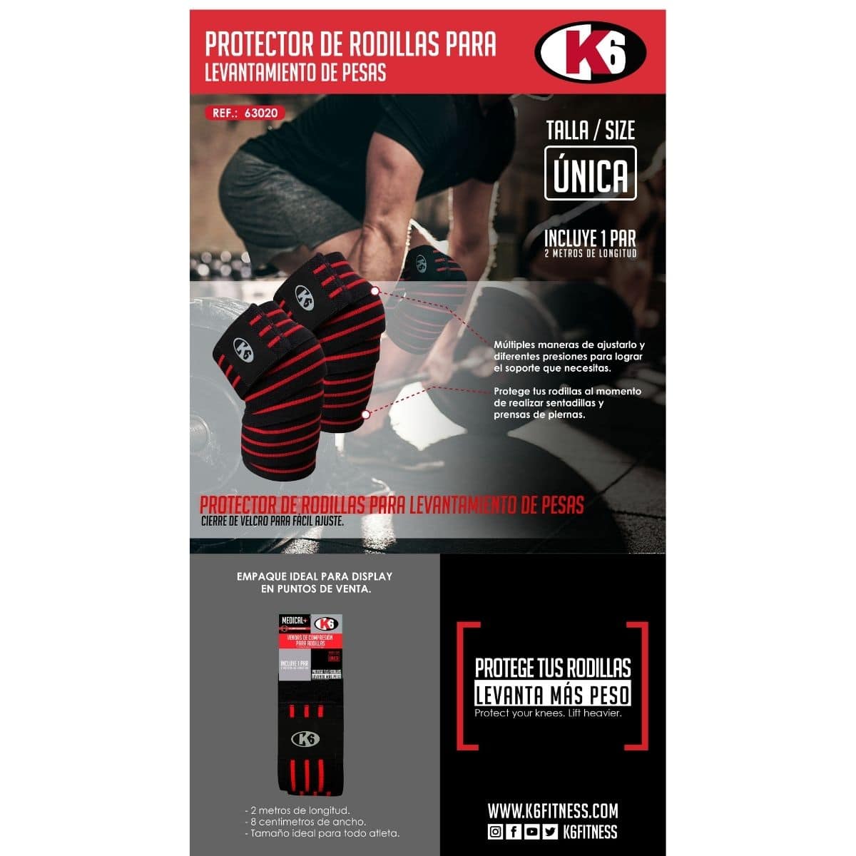 Protectores de Rodilla deportivos k6 Levantamiento de Pesas - Imagen 7