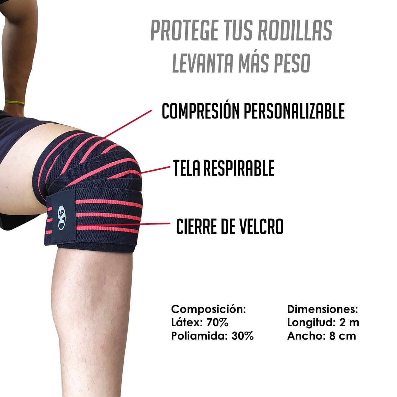 Protectores de Rodilla deportivos k6 Levantamiento de Pesas - Imagen 2