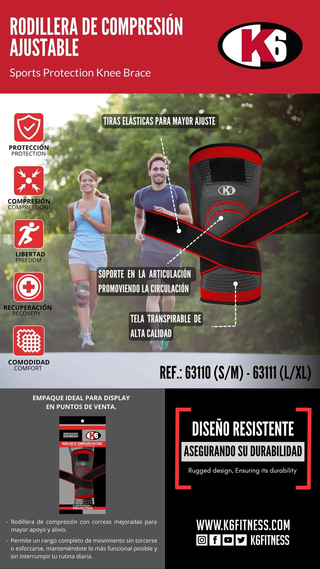 Rodillera k6 Compresión Ajustable - Imagen 2